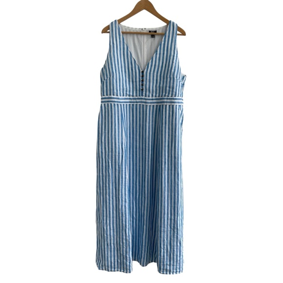 Hatley Isla Linen Dress XL French Stripes Blue White Cruise Resort Party - Picture 3 of 14